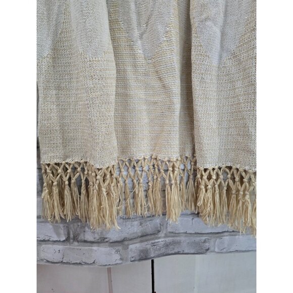 Lilly Pulitzer Women’s Tatum Cardigan Cream Fringe‎ Hem Gold Metallic Size XS - Picture 5 of 12